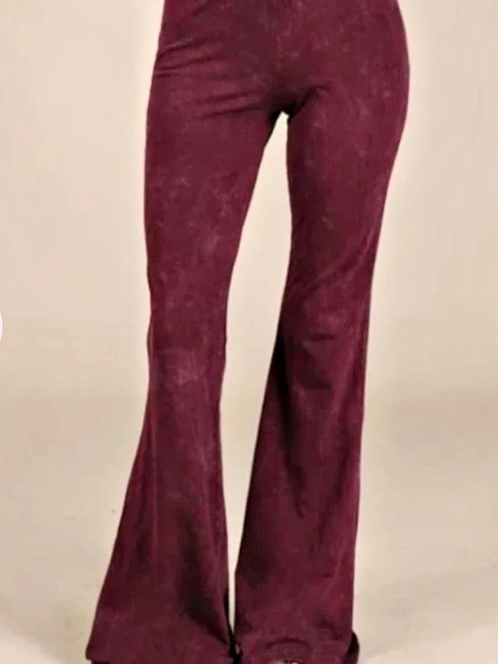 Chatoyant Mineral Wash Burgundy Bell Bottoms Sz 2XL Stretch Comfort